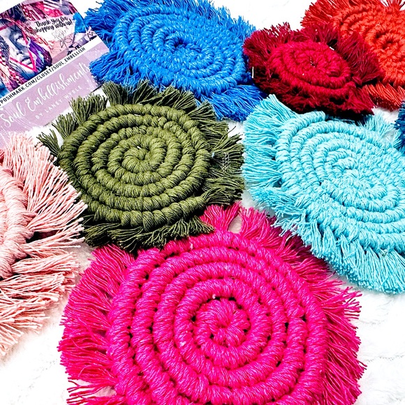 NEW: [2pc Set] Soul Embellishment’s Hand Woven Macrame Car Decor Coasters - Picture 11 of 17
